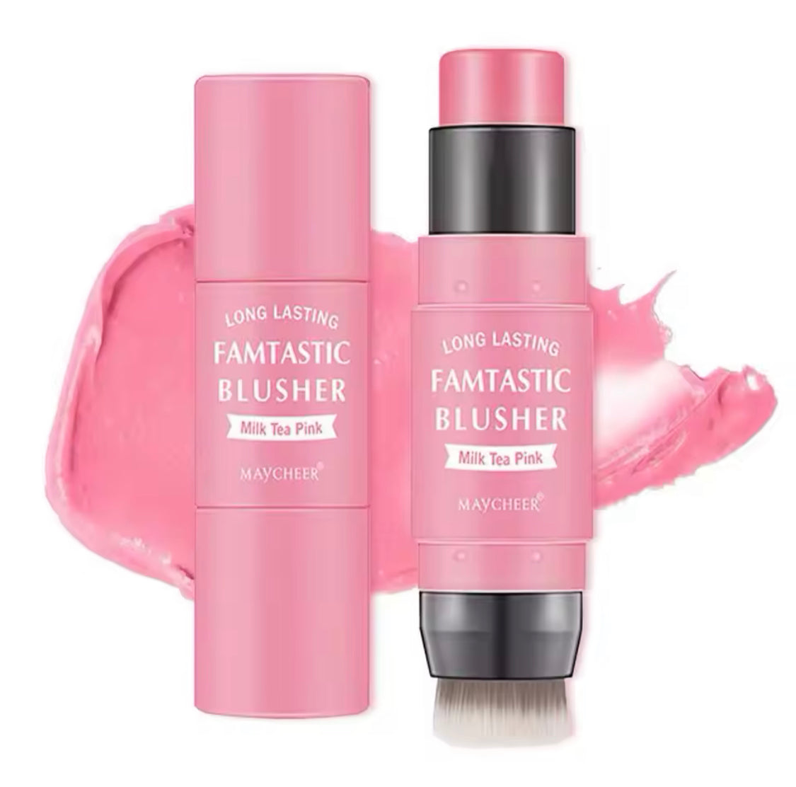 Double Ended Blush Stick With Brush, Waterproof Facial Makeup, Face Moisturizing Brighten Blusher Double Ended Blush Stick With Brush, Waterproof Facial Makeup, Face Moisturizing Brighten Blusher